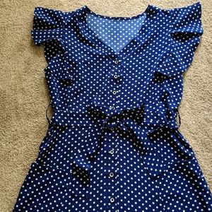 Navy and White Polka Dot Dress